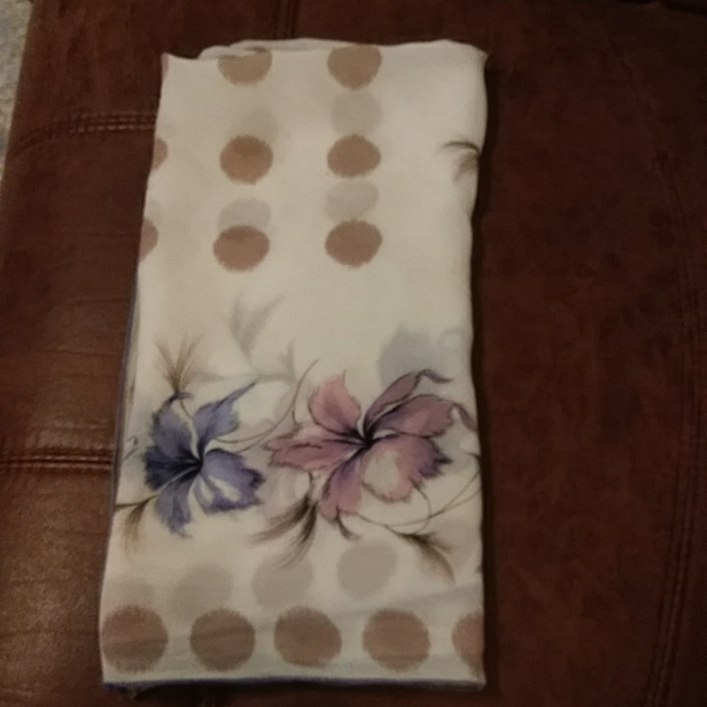 Vintage Floral Dotted Vibrant Scarf Beige Mauve Purple